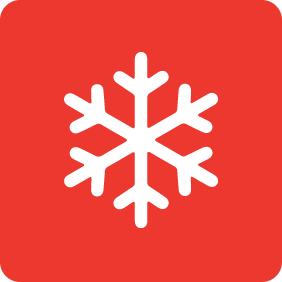 white snow flake icon on red background